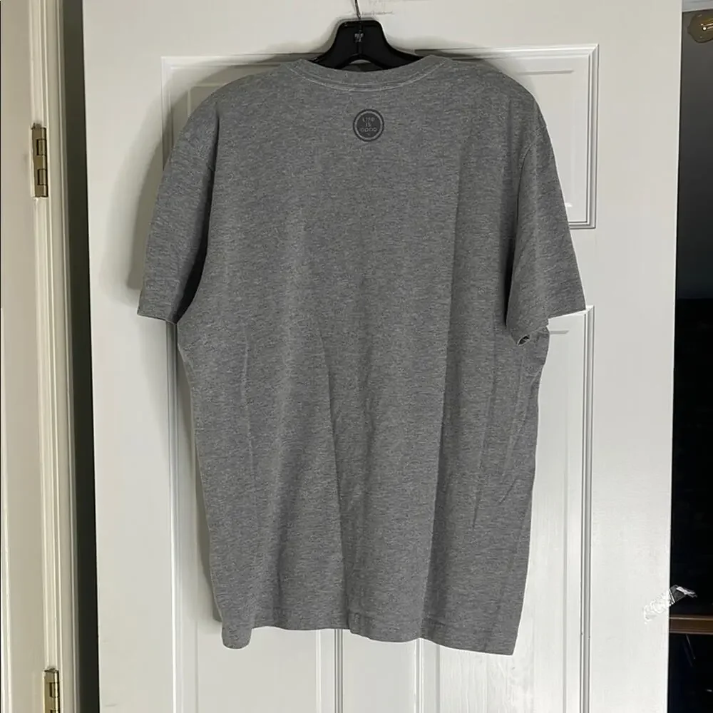 Life is Good Gray Graphic T-Shirt. Large